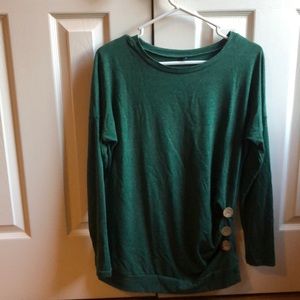 Dark green long sleeve shirt with buttons. Size S